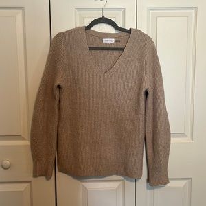 Calvin Klein Beige Knit V-Neck Sweater